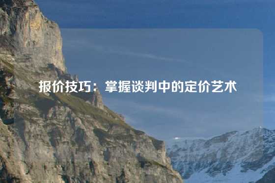 报价技巧:掌握谈判中的定价艺术
