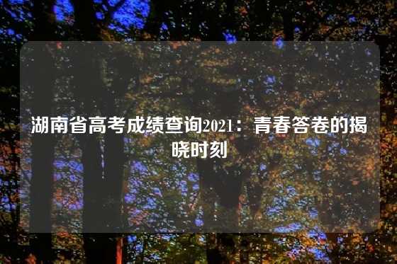 湖南省高考成绩查询2021:青春答卷的揭晓时刻